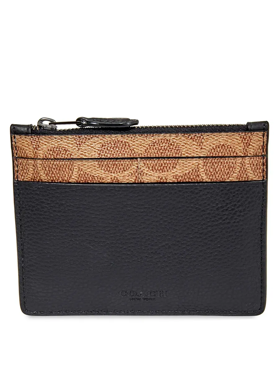 Футляр для карт с блокировкой на подкладке из канвы Coach Signature
