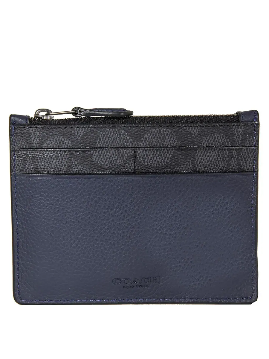 Футляр для карточек Coach Signature Canvas с блокировкой-угольный