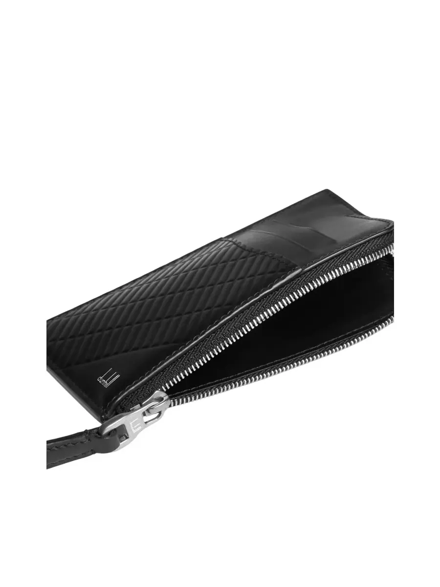 Кожаный футляр для карт Dunhill Contour на молнии — изображение 2 из 3, черный