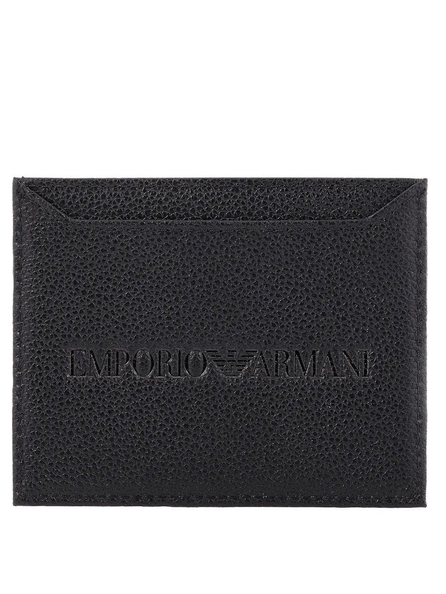 Картхолдер Emporio Armani из мягкой кожи — черный