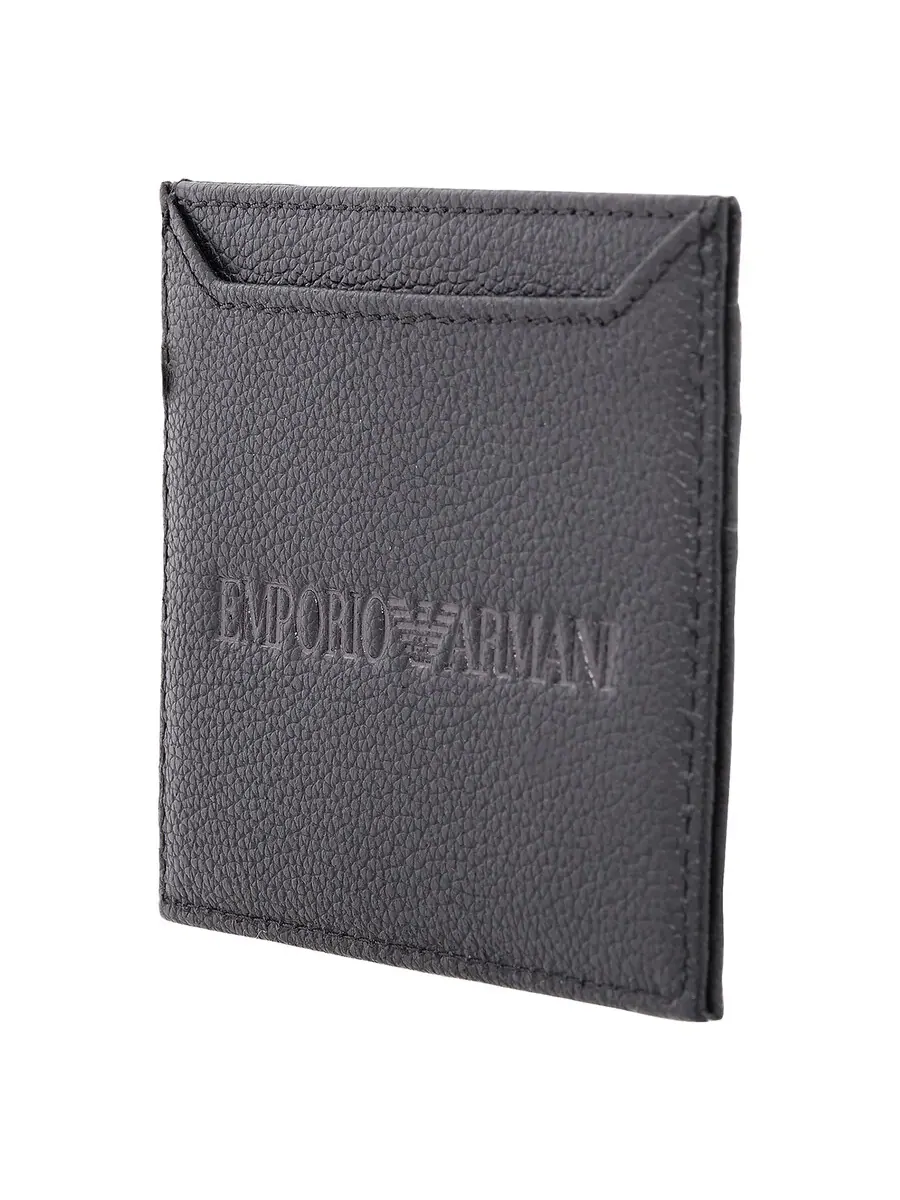 Картхолдер Emporio Armani из мягкой кожи — изображение 2 из 4, черный