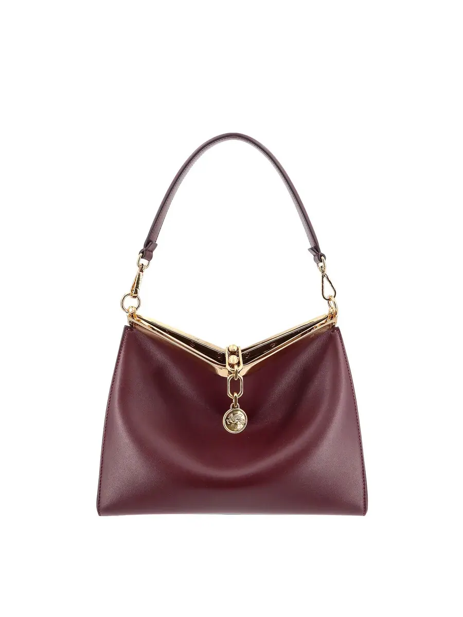 Сумка через плечо Etro Medium Vela Bordeaux с логотипом и подвеской Пегас из кожи для женщин — красный