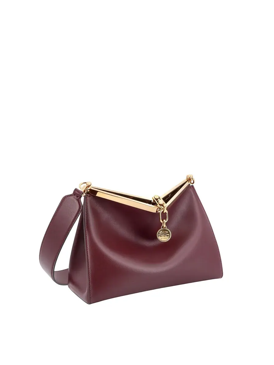 Сумка через плечо Etro Medium Vela Bordeaux с логотипом и подвеской Пегас из кожи для женщин — изображение 3 из 3, красный