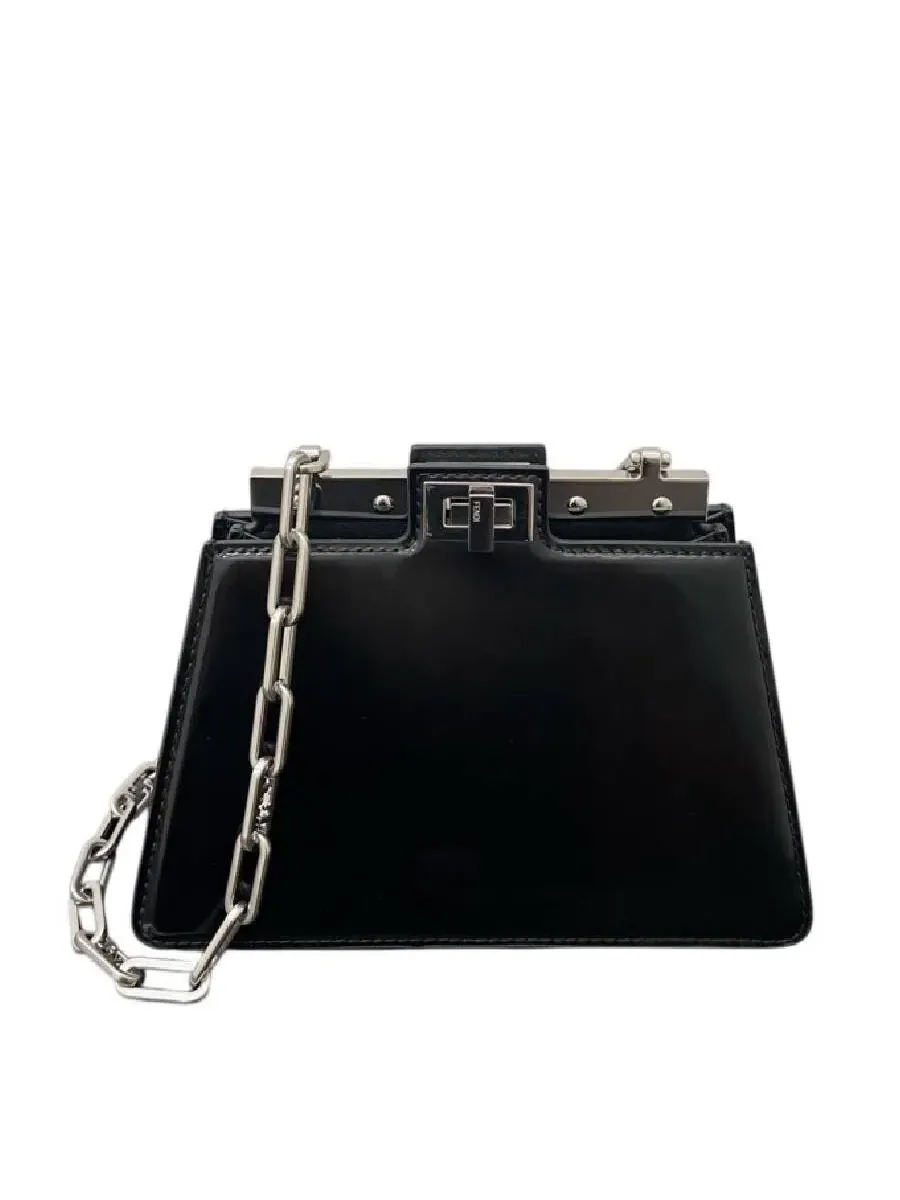 Сумка Fendi Peekaboo с ручкой-цепочкой — черный