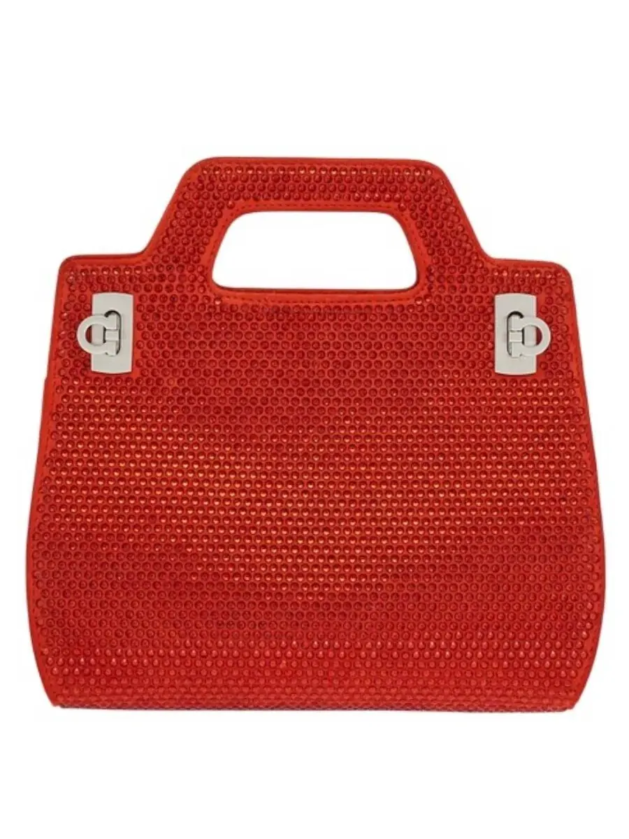 Мини-сумка Ferragamo Flame Red Wanda с кристаллами — 1