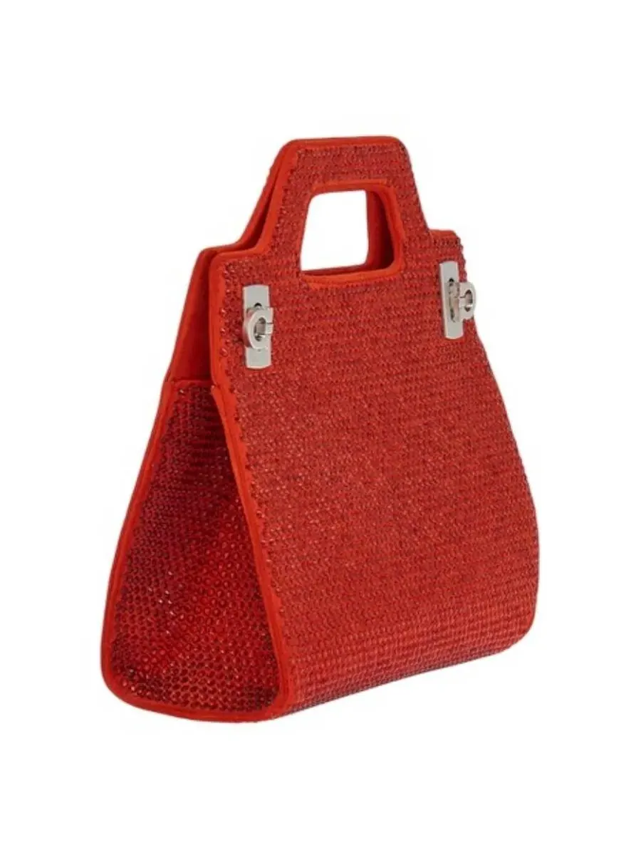 Мини-сумка Ferragamo Flame Red Wanda с кристаллами — 2