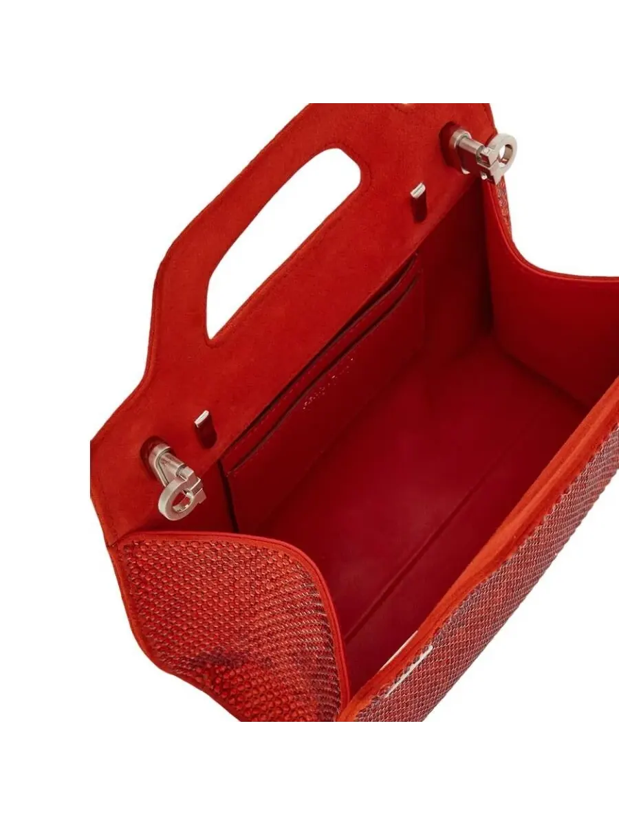 Мини-сумка Ferragamo Flame Red Wanda с кристаллами — 4