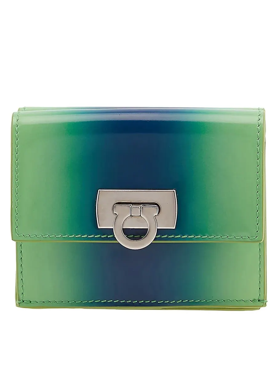 Компактный кошелек Wanda с застежкой Gancini от Ferragamo Salvatore Ferragamo — зеленый