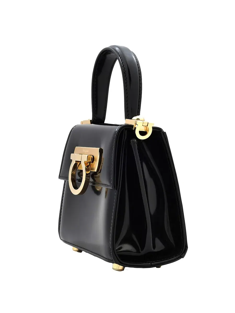 Женская черная сумка Ferragamo с микро-иконой и верхней ручкой — 3