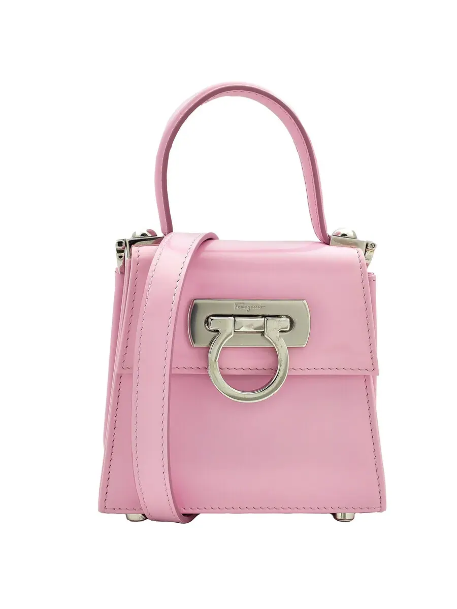 Женская розовая мини-сумка Ferragamo Iconic с верхней ручкой — 1