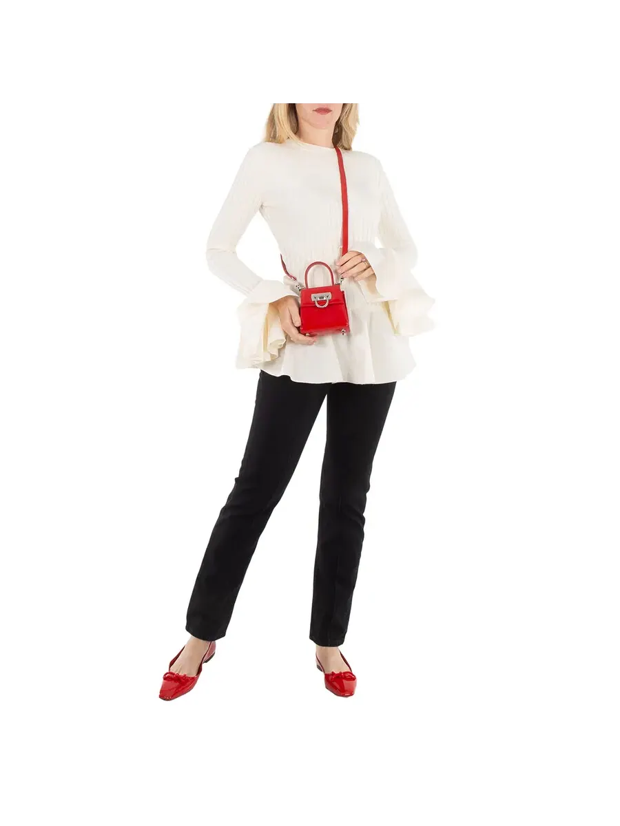 Женская сумка Ferragamo красного цвета Micro Iconic с верхней ручкой — 3