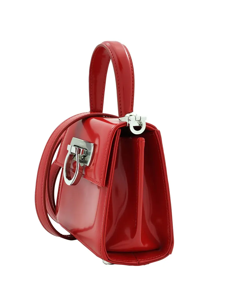 Женская сумка Ferragamo красного цвета Micro Iconic с верхней ручкой — 4