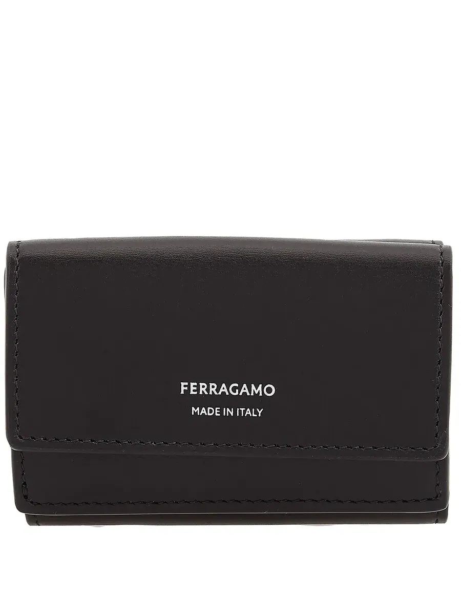 Кожаный держатель для карт Ferragamo тройного сложения — изображение 1 из 4, черный