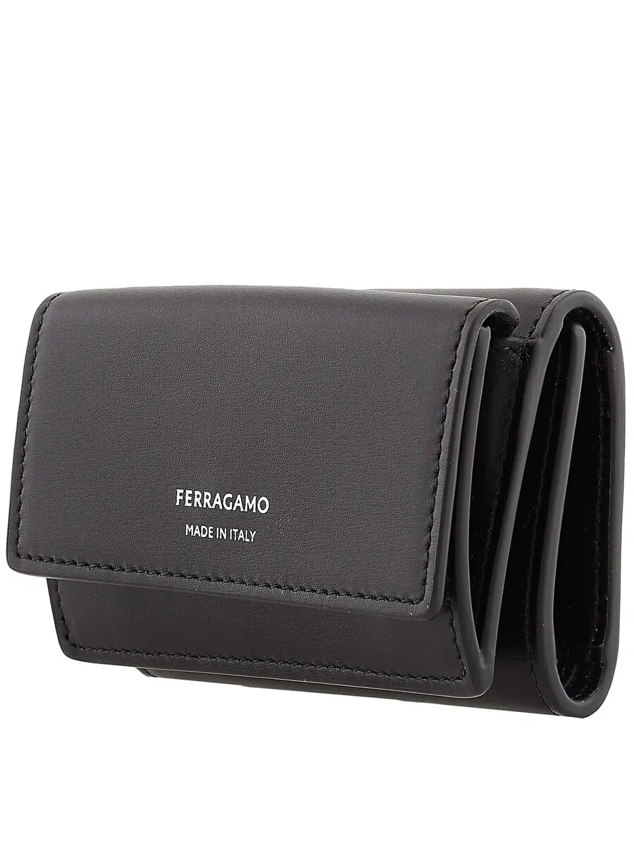 Кожаный держатель для карт Ferragamo тройного сложения — изображение 2 из 4, черный