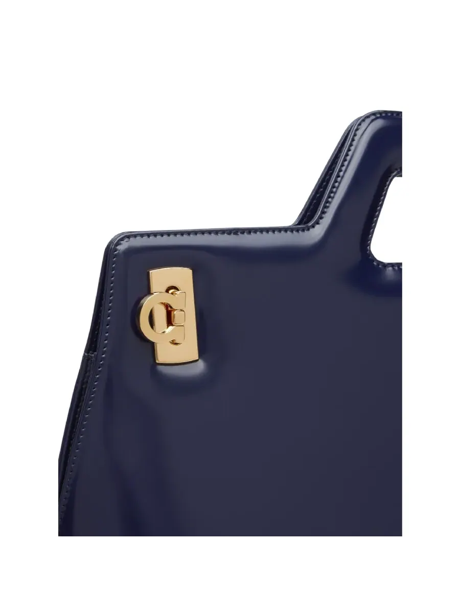 Сумка-тоут Ferragamo Wanda East West из телячьей кожи — изображение 5 из 6, синий