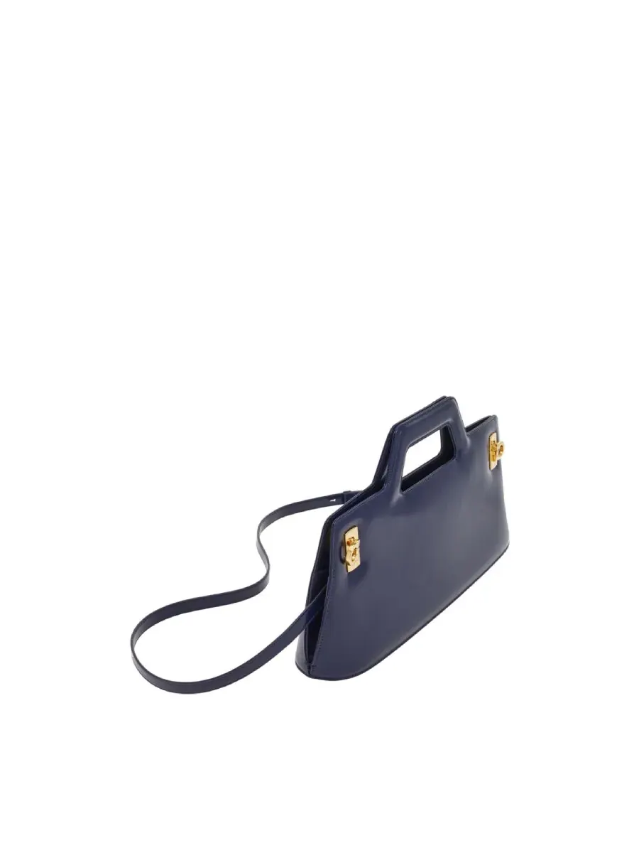 Сумка-тоут Ferragamo Wanda East West из телячьей кожи — изображение 6 из 6, синий