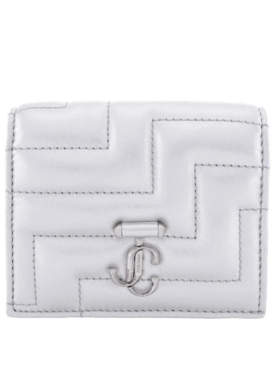 Кожаный кошелек Jimmy Choo Hanne JC Emblem — изображение 1 из 5, серебряный