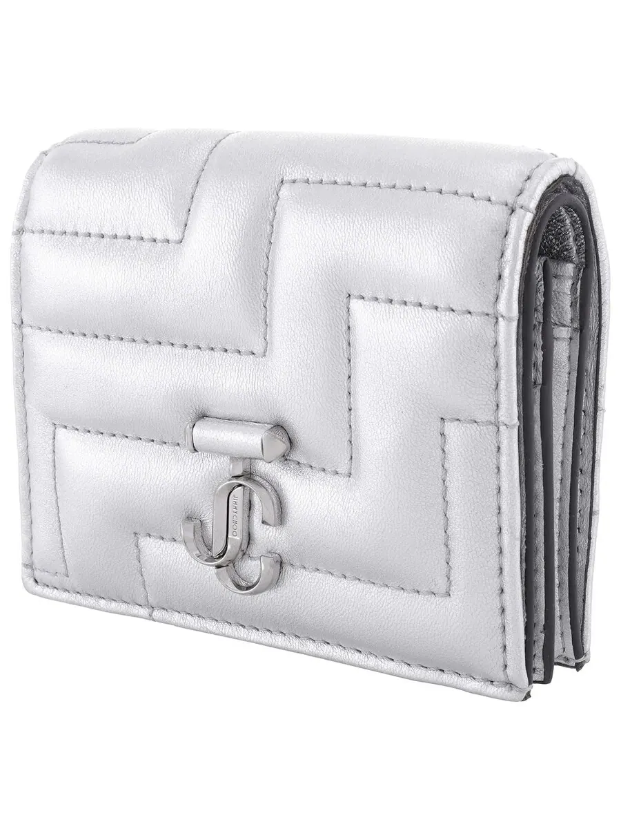 Кожаный кошелек Jimmy Choo Hanne JC Emblem — изображение 3 из 5, серебряный