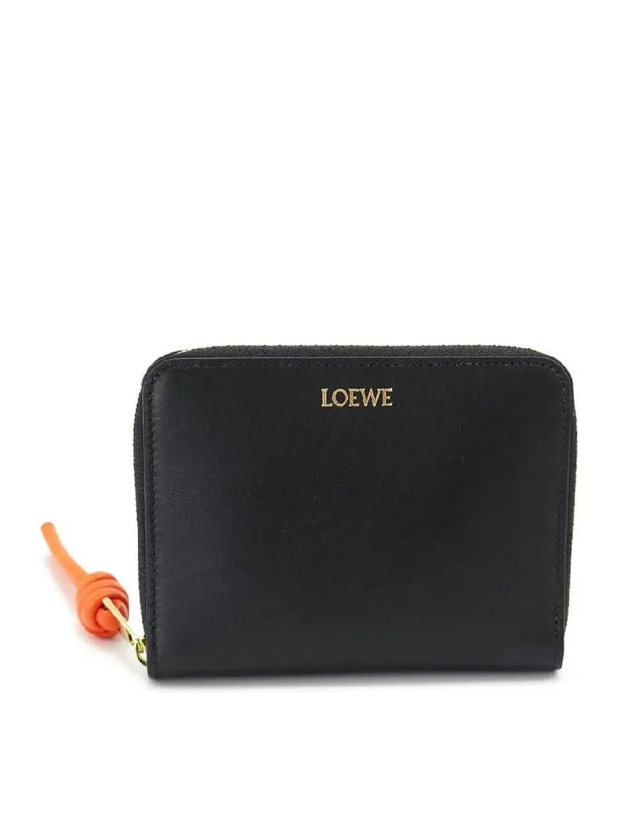 Компактный кожаный кошелек Loewe Knot на молнии — изображение 1 из 3, черный