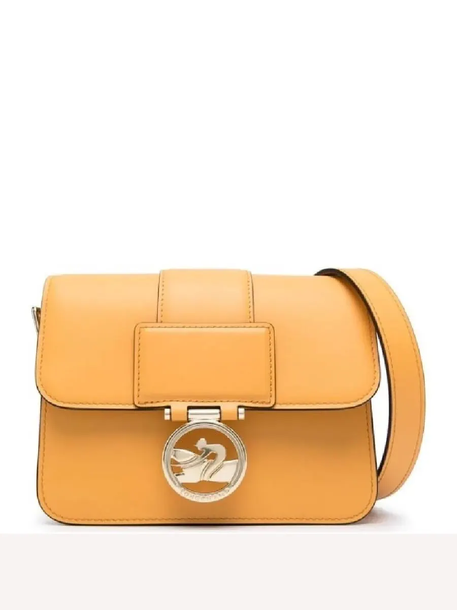 Сумка через плечо Longchamp Box-Trot с логотипом на пластине — желтый