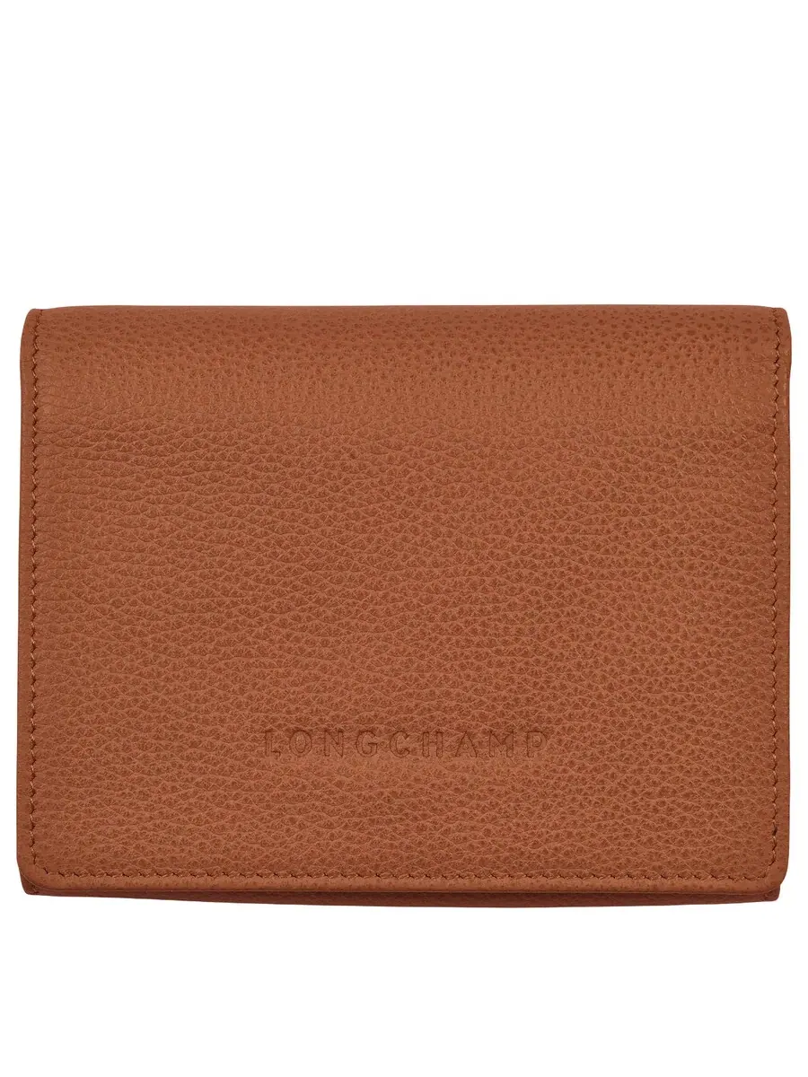 Компактный кожаный кошелек Longchamp — коричневый