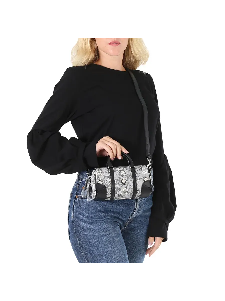 Сумка MCM Vintage Jacquard с монограммой Boston — изображение 2 из 5, серый