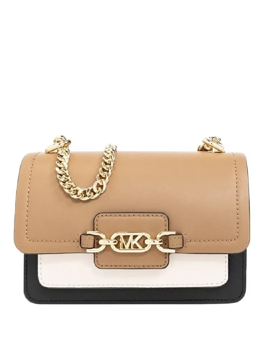 Женская сумка через плечо Michael Kors Heather бежевая с цепочкой