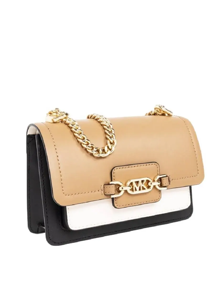 Женская сумка через плечо Michael Kors Heather бежевая с цепочкой — 2