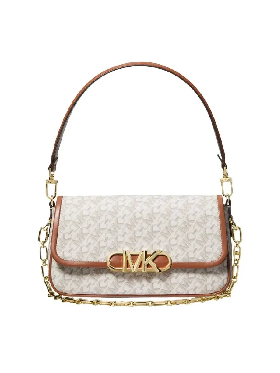 Женская сумка через плечо Michael Kors с монограммой, бежевая — изображение 1 из 3, бежевый