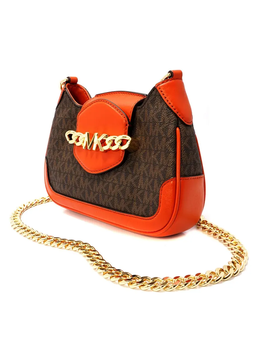 Женская сумка через плечо Michael Kors Hally оранжевая кожаная — изображение 3 из 6, оранжевый