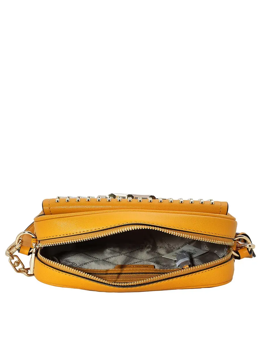 Женская кожаная сумка через плечо Michael Kors Parker с золотой фурнитурой — изображение 5 из 5, золотистый