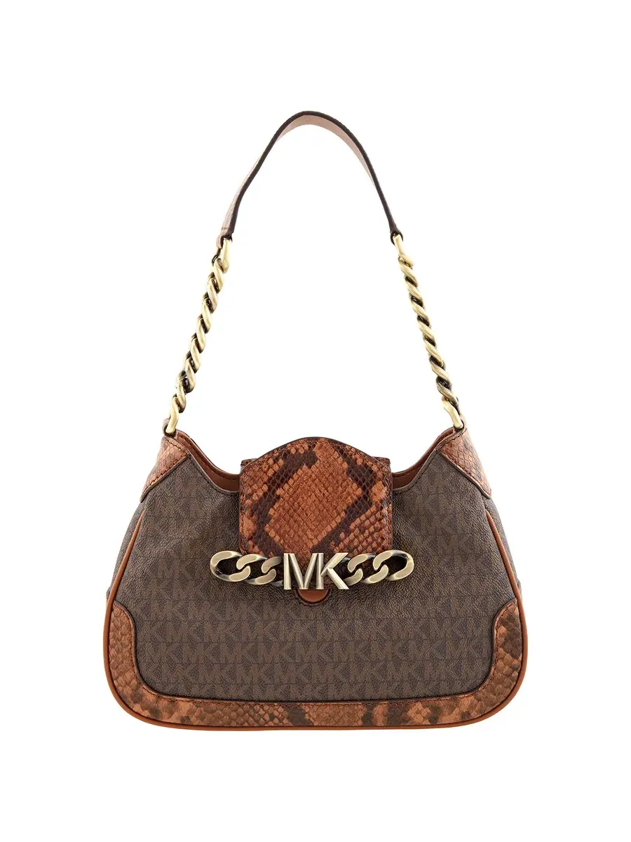 Женская сумка через плечо Michael Kors Hally с принтом Signature — изображение 1 из 5, коричневый