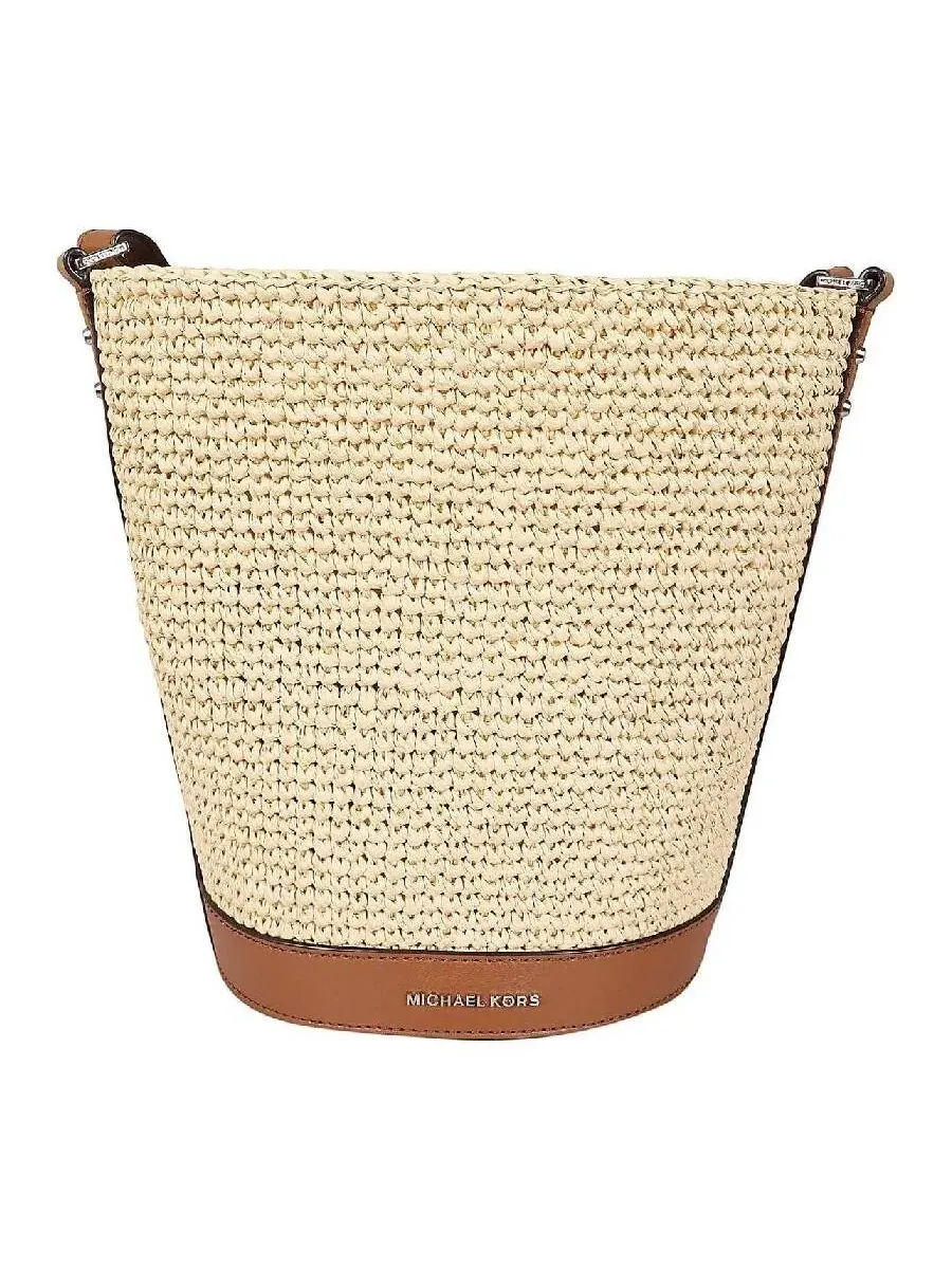Женская сумка-ведро Michael Kors Townsend из соломы с кожаной отделкой — 1