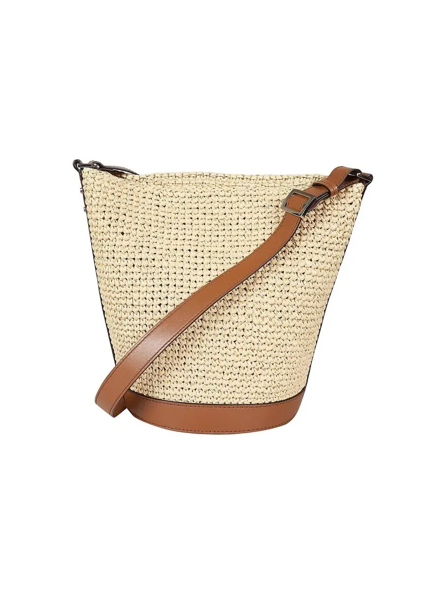 Женская сумка-ведро Michael Kors Townsend из соломы с кожаной отделкой — 2