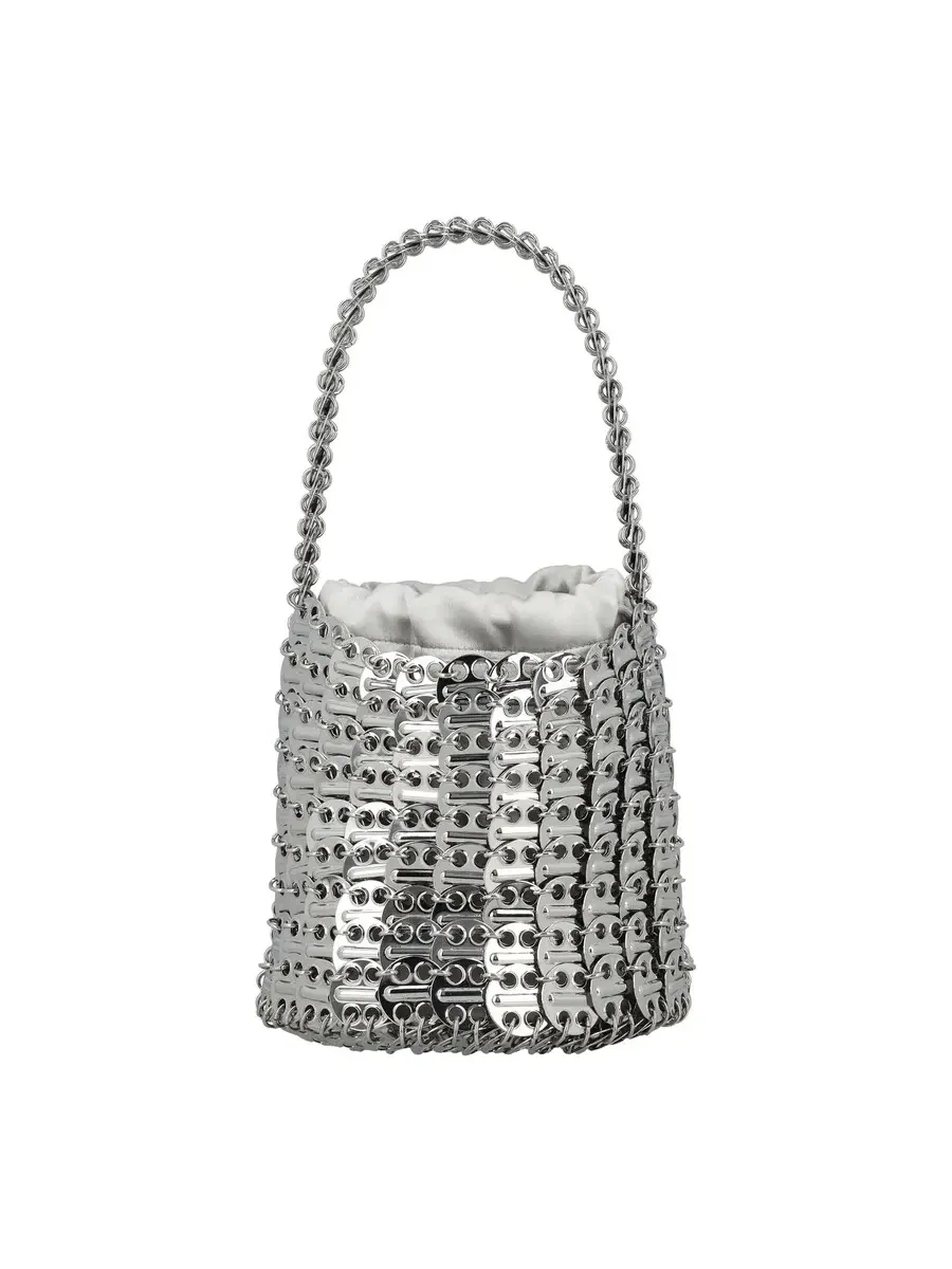 Сумка-ведро Paco Rabanne 1969 с детальной проработкой диска — серебристый