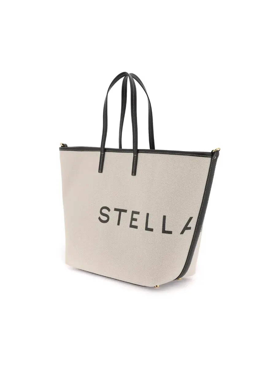 Хлопковая сумка-тоут с логотипом Stella McCartney — изображение 2 из 3, бежевый