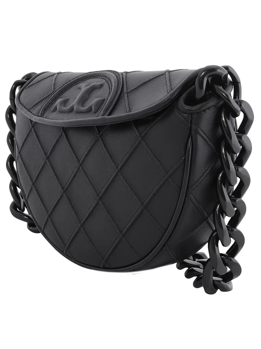 Черная кожаная сумка Tory Burch Fleming Soft Mini Crescent — изображение 4 из 6, черный