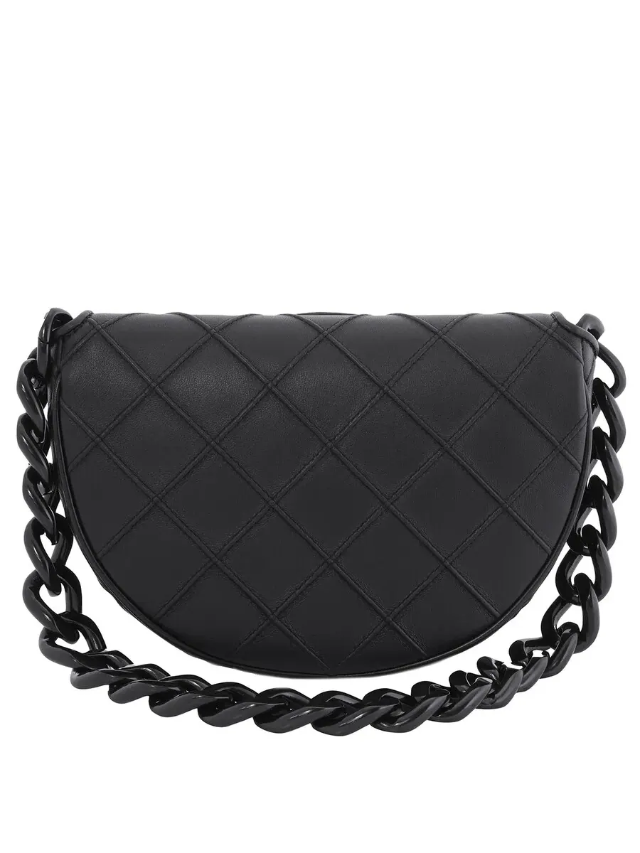 Черная кожаная сумка Tory Burch Fleming Soft Mini Crescent — изображение 5 из 6, черный