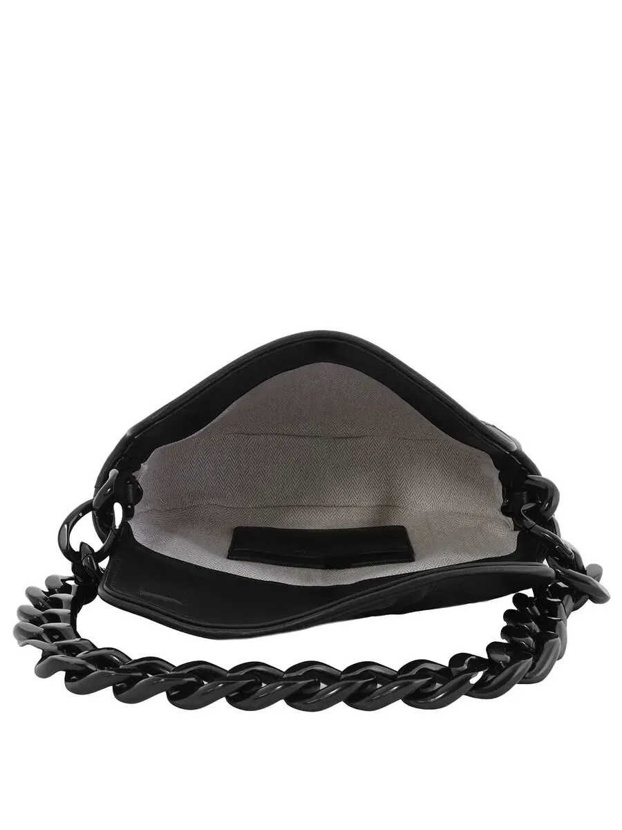 Черная кожаная сумка Tory Burch Fleming Soft Mini Crescent — изображение 6 из 6, черный