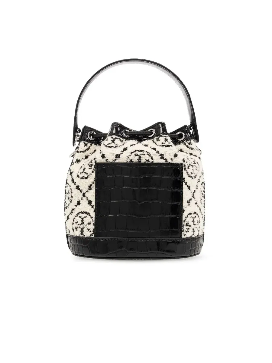Сумка-ведро Tory Burch с монограммой Boucle и затягивающимся шнурком — 3