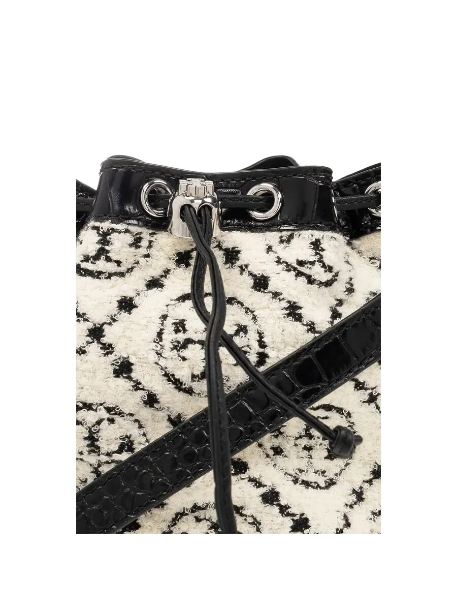 Сумка-ведро Tory Burch с монограммой Boucle и затягивающимся шнурком — 4