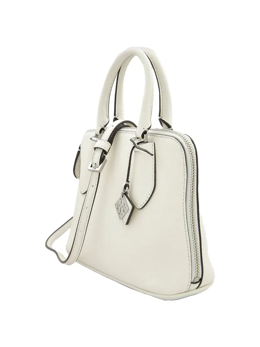 Мини-сумка-сэтчел Tory Burch из белой зернистой кожи — 3