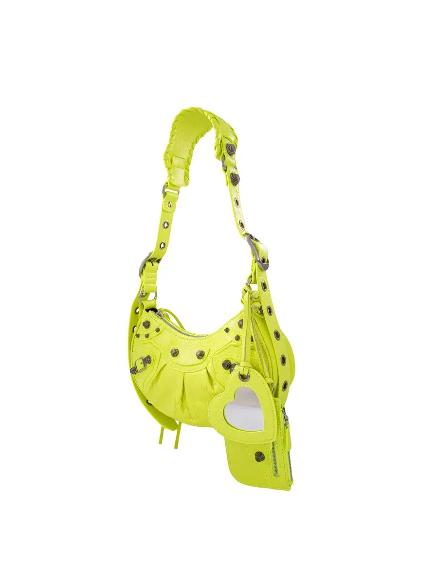 Сумка Balenciaga Le Cagole XS на плечо неонового желтого цвета — изображение 3 из 6, неоновый желтый