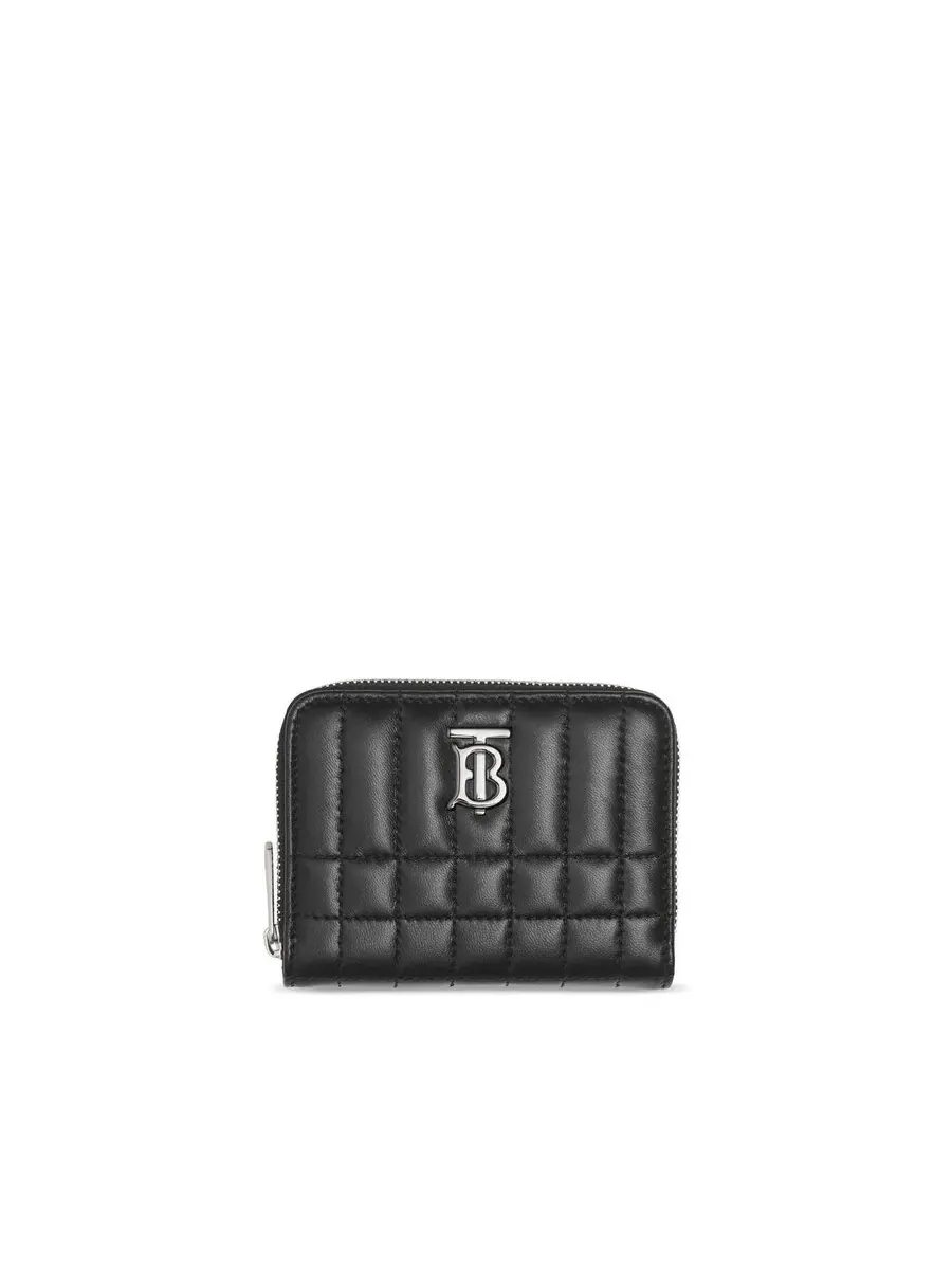Черный кожаный стеганый кошелек Burberry Lola Palladio