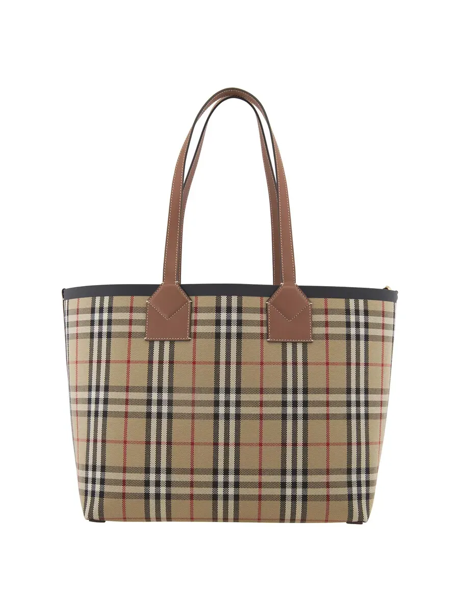 Женская сумка-тоут Burberry London Check среднего размера — изображение 1 из 6, коричневый/черный