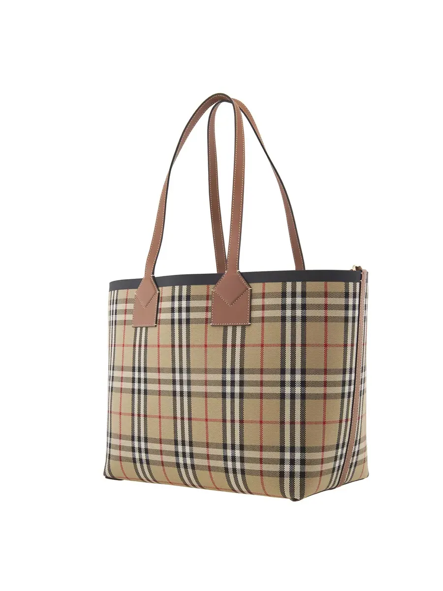 Женская сумка-тоут Burberry London Check среднего размера — изображение 3 из 6, коричневый/черный