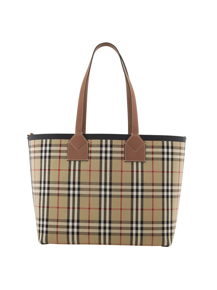 Женская сумка-тоут Burberry London Check среднего размера — изображение 5 из 6, коричневый/черный