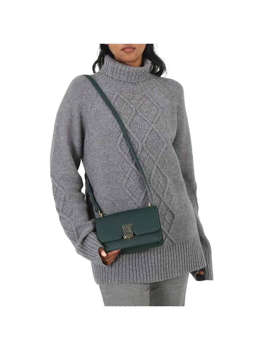 Мини-сумка Burberry TB из зернистой кожи — изображение 2 из 5, зеленый