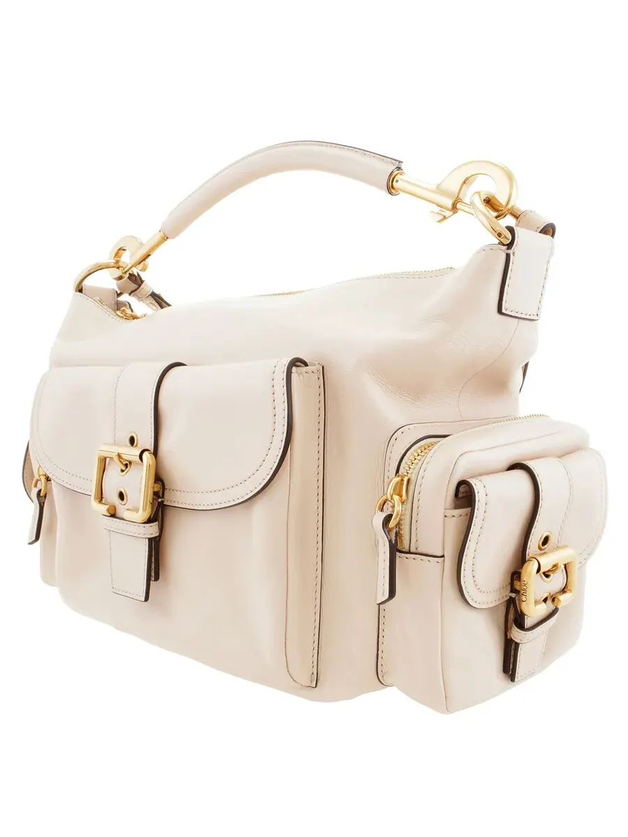 Сумка для камеры Chloé из блестящей кожи — изображение 4 из 6, бежевый
