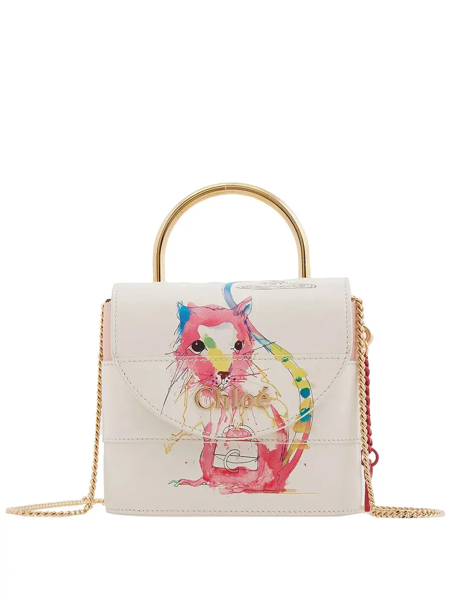 Сумка через плечо Chloé Small Aby Lock из кожи с принтом — 1